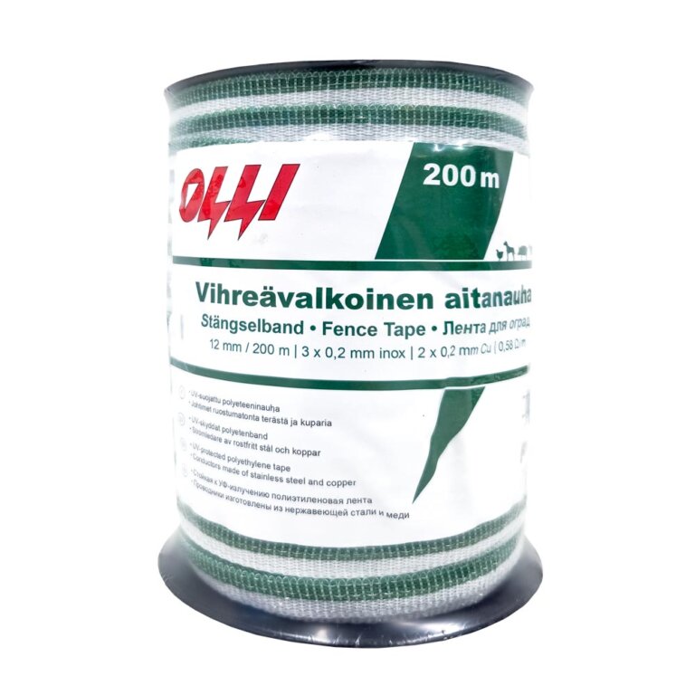 Green-and-white fence tape